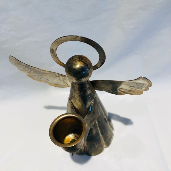 Vintage Silver plated ANGEL CANDLESTICK HOLDER /Tree Topper Christmas Decoration - Picture 5 of 7